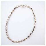 Bracelet - Two Tone Sterling Silver Rope Chain Bracelet Bracelet - Two Tone Sterling Silver Rope Chain Bracelet
