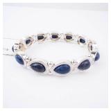 Nine West Silver Bracelet with Blue Oval Cabochon Stones Nine West Silver Bracelet with Blue Oval Cabochon Stones