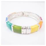 Bracelet - Multicolor Enamel Segmented Links, Silver-Tone Bracelet - Multicolor Enamel Segmented Links, Silver-Tone