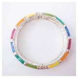 Bracelet - Multicolor Enamel Segmented Links, Silver-Tone Bracelet - Multicolor Enamel Segmented Links, Silver-Tone