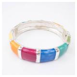 Bracelet - Multicolor Enamel Segmented Links, Silver-Tone Bracelet - Multicolor Enamel Segmented Links, Silver-Tone