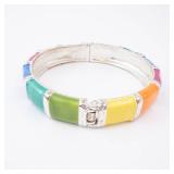 Bracelet - Multicolor Enamel Segmented Links, Silver-Tone Bracelet - Multicolor Enamel Segmented Links, Silver-Tone