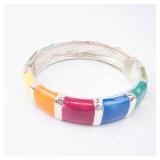 Bracelet - Multicolor Enamel Segmented Links, Silver-Tone Bracelet - Multicolor Enamel Segmented Links, Silver-Tone