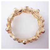 Bracelet - Gold-Tone Multi-Gem Cluster with Red Crystals, Gray Pearls Bracelet - Gold-Tone Multi-Gem Cluster with Red Crystals, Gray Pearls