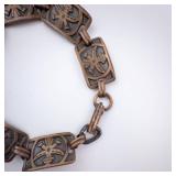 Copper Palm Tree Bracelet - Rectangular Panel Links, Patina Finish Copper Palm Tree Bracelet - Rectangular Panel Links, Patina Finish