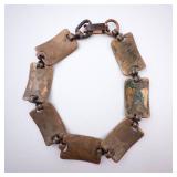 Copper Palm Tree Bracelet - Rectangular Panel Links, Patina Finish Copper Palm Tree Bracelet - Rectangular Panel Links, Patina Finish