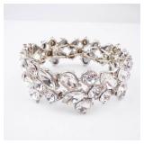 Crystal Rhinestone Bracelet - Silver Tone, Statement Cocktail Jewelry Crystal Rhinestone Bracelet - Silver Tone, Statement Cocktail Jewelry