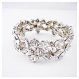 Crystal Rhinestone Bracelet - Silver Tone, Statement Cocktail Jewelry Crystal Rhinestone Bracelet - Silver Tone, Statement Cocktail Jewelry