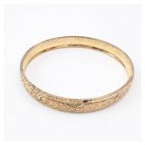 Gold-Tone Etched Floral Baby Band Bangle- Vintage Style Gold-Tone Etched Floral Baby Band Bangle- Vintage Style