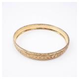 Gold-Tone Etched Floral Baby Band Bangle- Vintage Style Gold-Tone Etched Floral Baby Band Bangle- Vintage Style