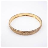 Gold-Tone Etched Floral Baby Band Bangle- Vintage Style Gold-Tone Etched Floral Baby Band Bangle- Vintage Style