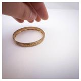 Gold-Tone Etched Floral Baby Band Bangle- Vintage Style Gold-Tone Etched Floral Baby Band Bangle- Vintage Style