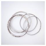 Hammered Silver Bangles - Group of 5 Hammered Silver Bangles - Group of 5