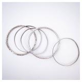Hammered Silver Bangles - Group of 5 Hammered Silver Bangles - Group of 5