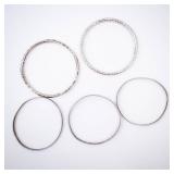 Hammered Silver Bangles - Group of 5 Hammered Silver Bangles - Group of 5