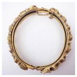 Vintage Gold-Tone Multi-Stone Hinged Bangle Bracelet with Pearl Accents Vintage Gold-Tone Multi-Stone Hinged Bangle Bracelet with Pearl Accents