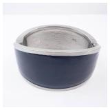 Cuff Bracelet - Black Enamel with Pavé Crystals, Silver Tone Cuff Bracelet - Black Enamel with Pavé Crystals, Silver Tone