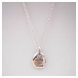 Sterling Silver Pendant Necklace - Stronger Than Yesterday Disc, Adjustable Chain Sterling Silver Pendant Necklace - Stronger Than Yesterday Disc, Adjustable Chain