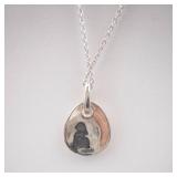 Sterling Silver Pendant Necklace - Stronger Than Yesterday Disc, Adjustable Chain Sterling Silver Pendant Necklace - Stronger Than Yesterday Disc, Adjustable Chain