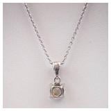 CZ Solitaire Pendant Necklace - Sterling Silver Chain CZ Solitaire Pendant Necklace - Sterling Silver Chain