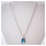 Sterling Silver Blue Crystal Teardrop Necklace Sterling Silver Blue Crystal Teardrop Necklace