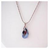 Sterling Silver Blue Crystal Teardrop Necklace Sterling Silver Blue Crystal Teardrop Necklace
