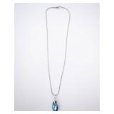 Sterling Silver Blue Crystal Teardrop Necklace Sterling Silver Blue Crystal Teardrop Necklace