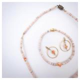 Pink Shell & Coral Necklace, Bracelet & Hoop Earrings - 3-Piece Set Pink Shell & Coral Necklace, Bracelet & Hoop Earrings - 3-Piece Set