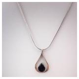 Onyx Sterling Silver Teardrop Pendant Necklace Onyx Sterling Silver Teardrop Pendant Necklace