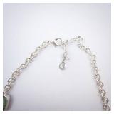 Green Stone Necklace in Silver Tone with Cushion-Cut Gemstones and Extender Chain Green Stone Necklace in Silver Tone with Cushion-Cut Gemstones and Extender Chain