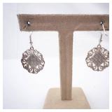 Turquoise Square Pendant Necklace & Matching Earrings Set - Silver Filigree Turquoise Square Pendant Necklace & Matching Earrings Set - Silver Filigree