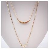 Gold-Tone Layered Necklaces - Gemstone Arc & Pearl Bead Set (Lot of 2) Gold-Tone Layered Necklaces - Gemstone Arc & Pearl Bead Set (Lot of 2)