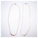 Gold-Tone Layered Necklaces - Gemstone Arc & Pearl Bead Set (Lot of 2) Gold-Tone Layered Necklaces - Gemstone Arc & Pearl Bead Set (Lot of 2)