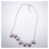 Blue Oval Crystal Necklace with Halo Setting on Silver Chain Blue Oval Crystal Necklace with Halo Setting on Silver Chain