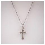 Sterling Silver Cross Pendant Necklace - Cable Chain - Hallmarked Sterling Silver Cross Pendant Necklace - Cable Chain - Hallmarked