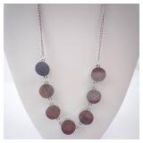 Turquoise Disc Necklace - Silver Tone Chain with Round Cabochons Turquoise Disc Necklace - Silver Tone Chain with Round Cabochons