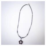 Hematite Bead Flower Pendant Necklace Hematite Bead Flower Pendant Necklace