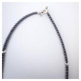 Hematite Bead Flower Pendant Necklace Hematite Bead Flower Pendant Necklace