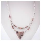 Jasper & Sterling Silver Necklace with Pink Jasper Fringe Beads Jasper & Sterling Silver Necklace with Pink Jasper Fringe Beads