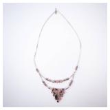 Jasper & Sterling Silver Necklace with Pink Jasper Fringe Beads Jasper & Sterling Silver Necklace with Pink Jasper Fringe Beads