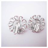 Vintage Floral Filigree Clip-On Earrings - Silver Tone, Pair Vintage Floral Filigree Clip-On Earrings - Silver Tone, Pair