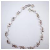 Sterling Silver Swirl-Link Anklet with Heart Charm Sterling Silver Swirl-Link Anklet with Heart Charm