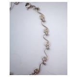Sterling Silver Swirl-Link Anklet with Heart Charm Sterling Silver Swirl-Link Anklet with Heart Charm