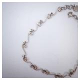 Sterling Silver Swirl-Link Anklet with Heart Charm Sterling Silver Swirl-Link Anklet with Heart Charm