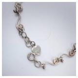 Sterling Silver Swirl-Link Anklet with Heart Charm Sterling Silver Swirl-Link Anklet with Heart Charm