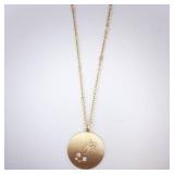 Scorpio Zodiac Pendant Necklace - Gold Tone Disk with Crystal Constellation Scorpio Zodiac Pendant Necklace - Gold Tone Disk with Crystal Constellation