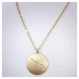 Aries Disc Pendant Necklace - Gold Tone Zodiac Constellation Jewelry Aries Disc Pendant Necklace - Gold Tone Zodiac Constellation Jewelry