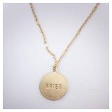 Aries Disc Pendant Necklace - Gold Tone Zodiac Constellation Jewelry Aries Disc Pendant Necklace - Gold Tone Zodiac Constellation Jewelry