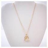 Vermeil Heart Pendant CZ Necklace - Gold Tone Chain Vermeil Heart Pendant CZ Necklace - Gold Tone Chain