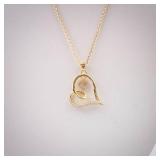 Vermeil Heart Pendant CZ Necklace - Gold Tone Chain Vermeil Heart Pendant CZ Necklace - Gold Tone Chain